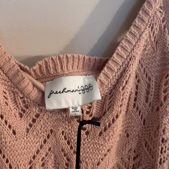 $11SALE!!! Freshman 1996 Adorable Knit Pastel Pink Dress Size L NWT - Picture 5 of 8